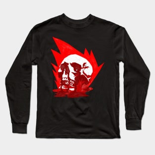 Flaming, bleeding skull. Long Sleeve T-Shirt